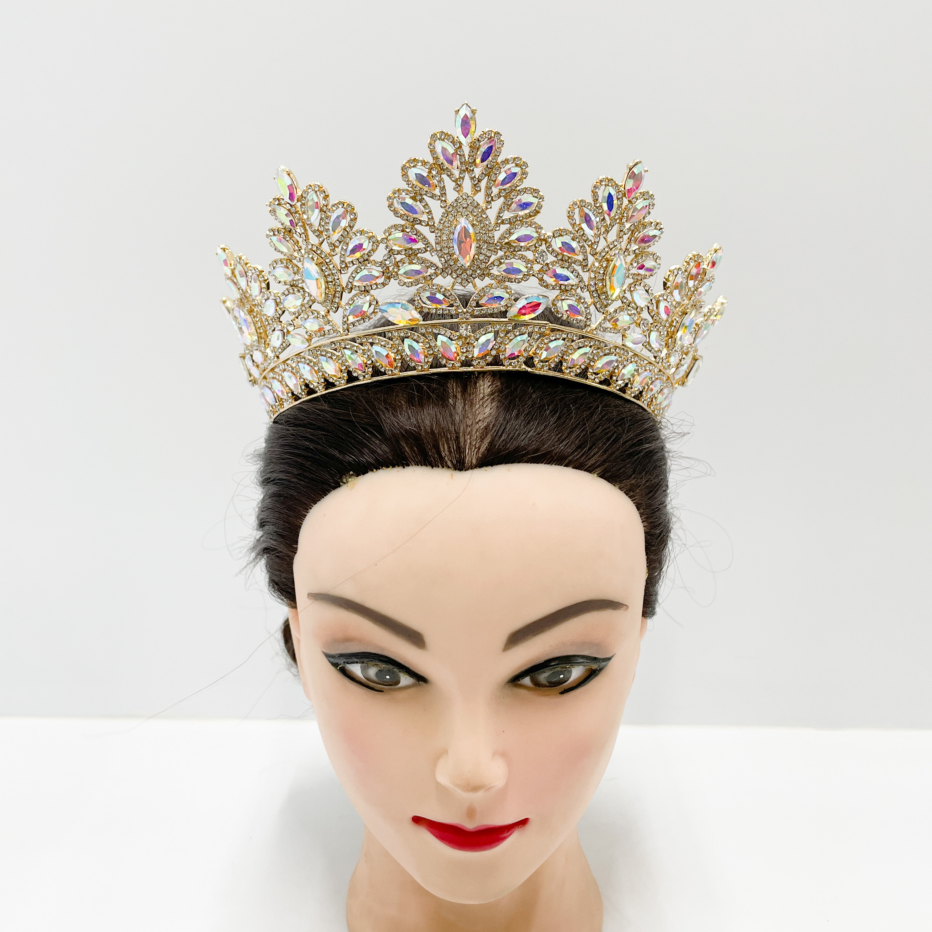 (พร้อมส่งจากไทย) มงกุฏ 095 สีทองเพชรรุ้ง มงกุฎนางงาม มงกุฎเพชร มงกุฎประกวด สินค้าพร้อมส่ง ไม่ต้องรอนาน งานพรีเมี่ยม