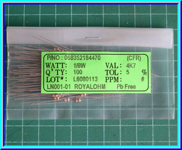 100x ตัวต้านทาน 4.7 Kohm 1/8 Watt 5% แบบคาร์บอน