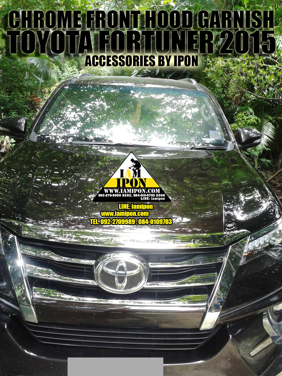 CHROME FRONT HOOD GARNISHTOYOTA FORTUNER 15-16 FITT คิ้วฝากระโปรงหน้าโครเมี่ยมโตโยต้าฟอร์จูนเนอร์ 15-16 FITT