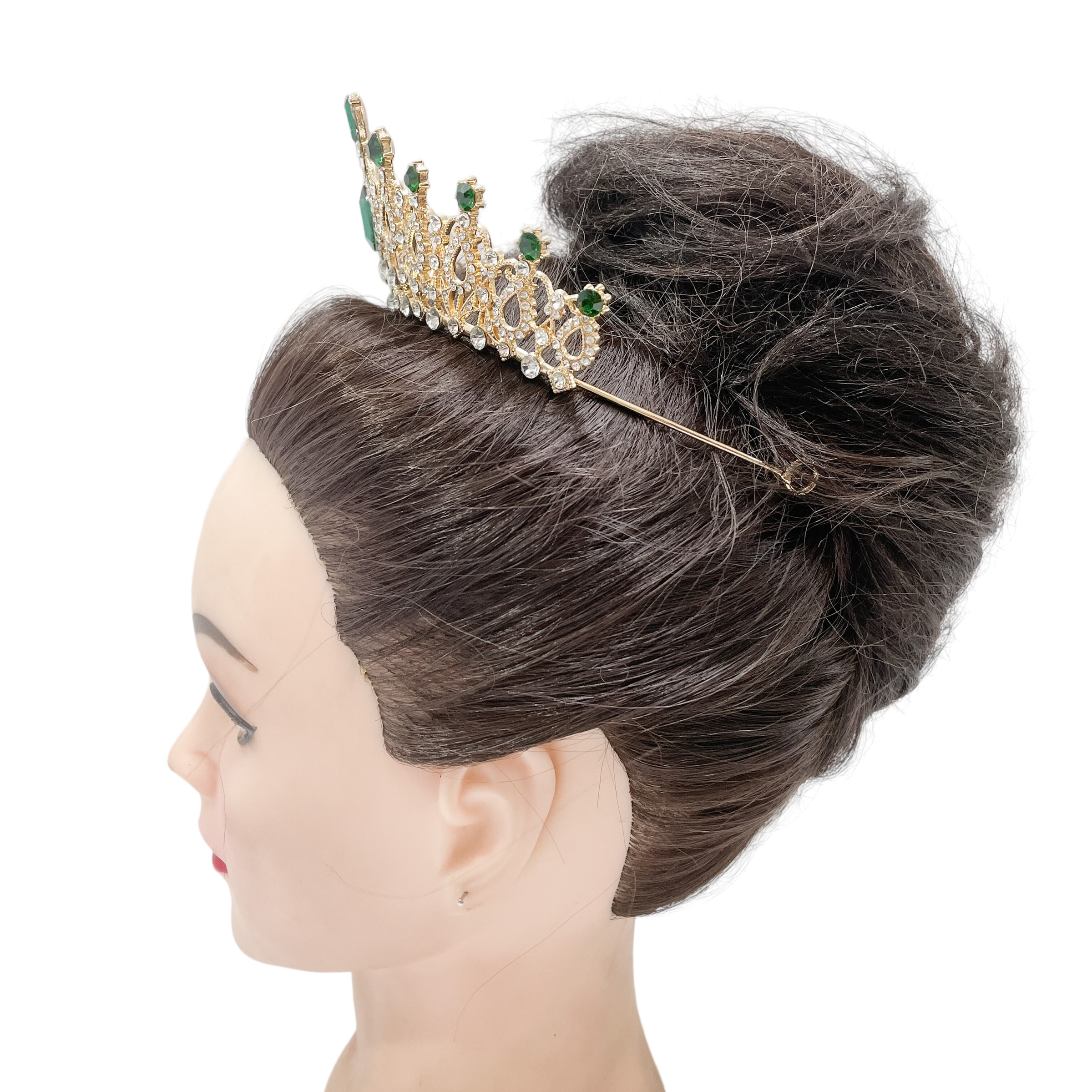 (พร้อมส่ง) เทียร่า 004 สีทอง-เขียว มงกุฎนางงาม มงกุฎเจ้าหญิง งานสวย ปราณีต QCเพชรทุกเม็ด สินค้าพร้อมส่งจากไทย