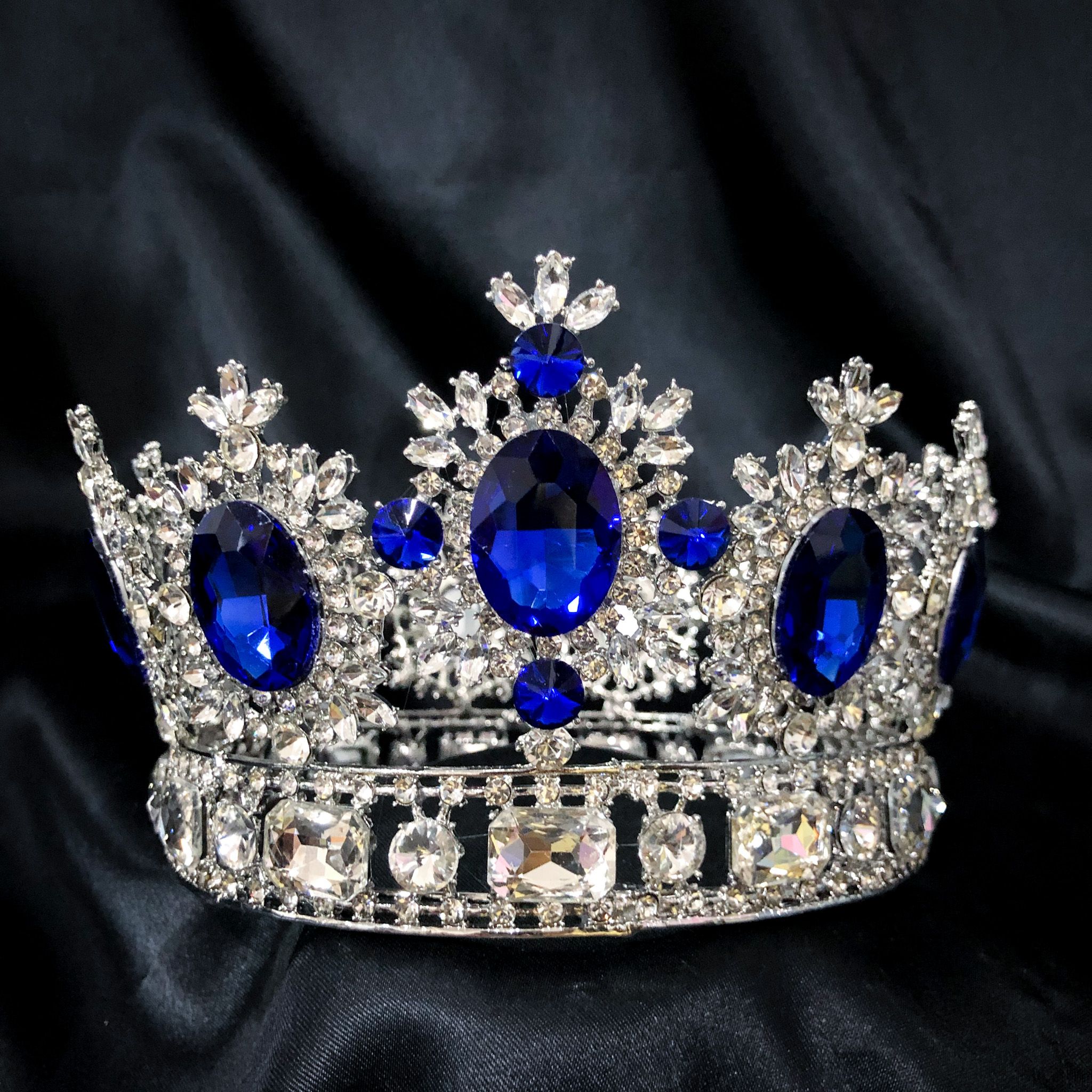 (พร้อมส่ง) มงกุฏ 071 สีน้ำเงิน มงกุฎนางงาม เพชรใหญ่ งานละเอียด QC ทุกเม็ด