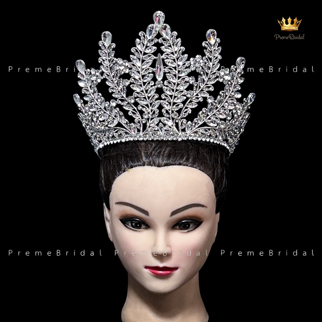 (พร้อมส่งจากไทย) มงกุฏ 132 สีเงิน ขนาดใหญ่ไซส์นางงาม งานสวย รุ่นฐานกลม ส่งด่วน ส่งจาก จ.อุบลราชธานี