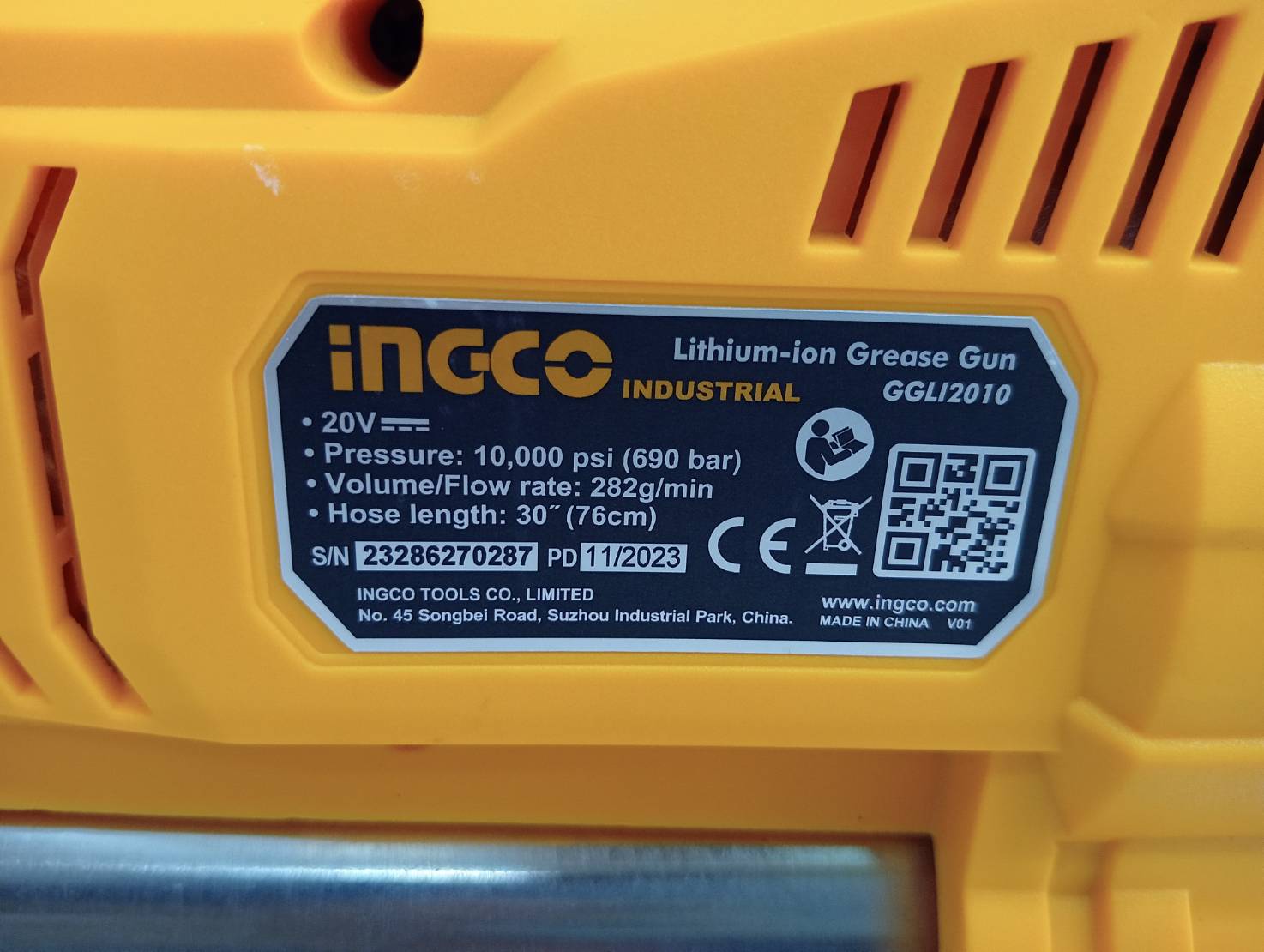 เครื่องอัดจารบี20V GGLI2010 INGCO