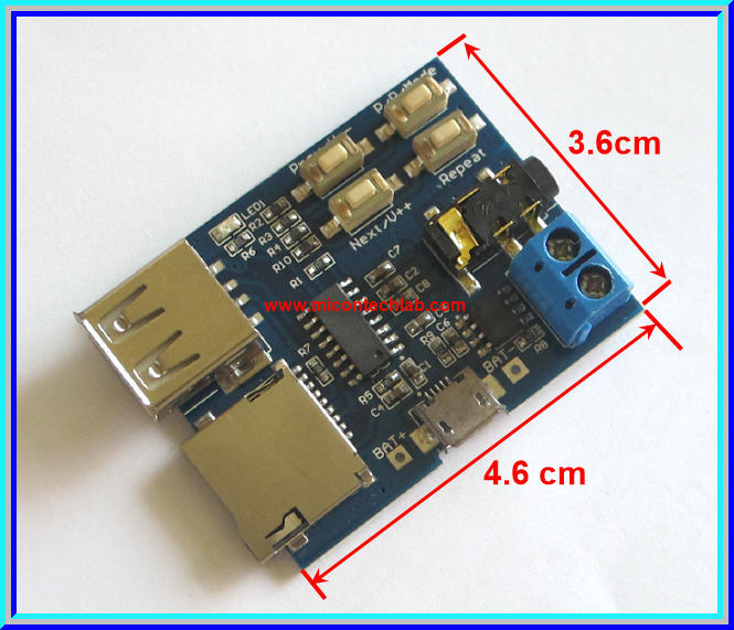 1x วงจรเล่นไฟล์ MP3 จาก SD card พร้อมวงจรขยายสัญญาณ