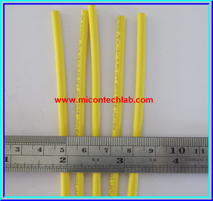 1x ท่อหด สีเหลือง ขนาด 2.5 มม. ยาว 1 เมตร