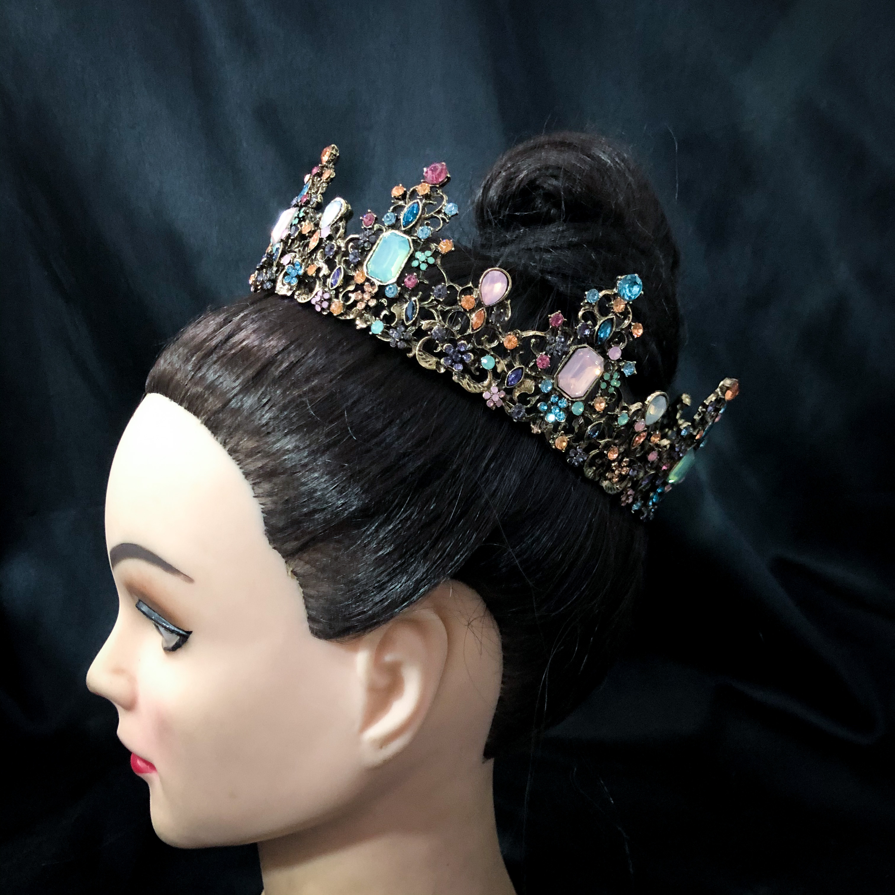 (พร้อมส่ง) มงกุฏ 066 สีวินเทจ มงกุฎนางงาม มงกุฎเจ้าชาย มงกุฎสไตล์วินเทจ งานสวย QCเพชรทุกเม็ดไมมีหลุด