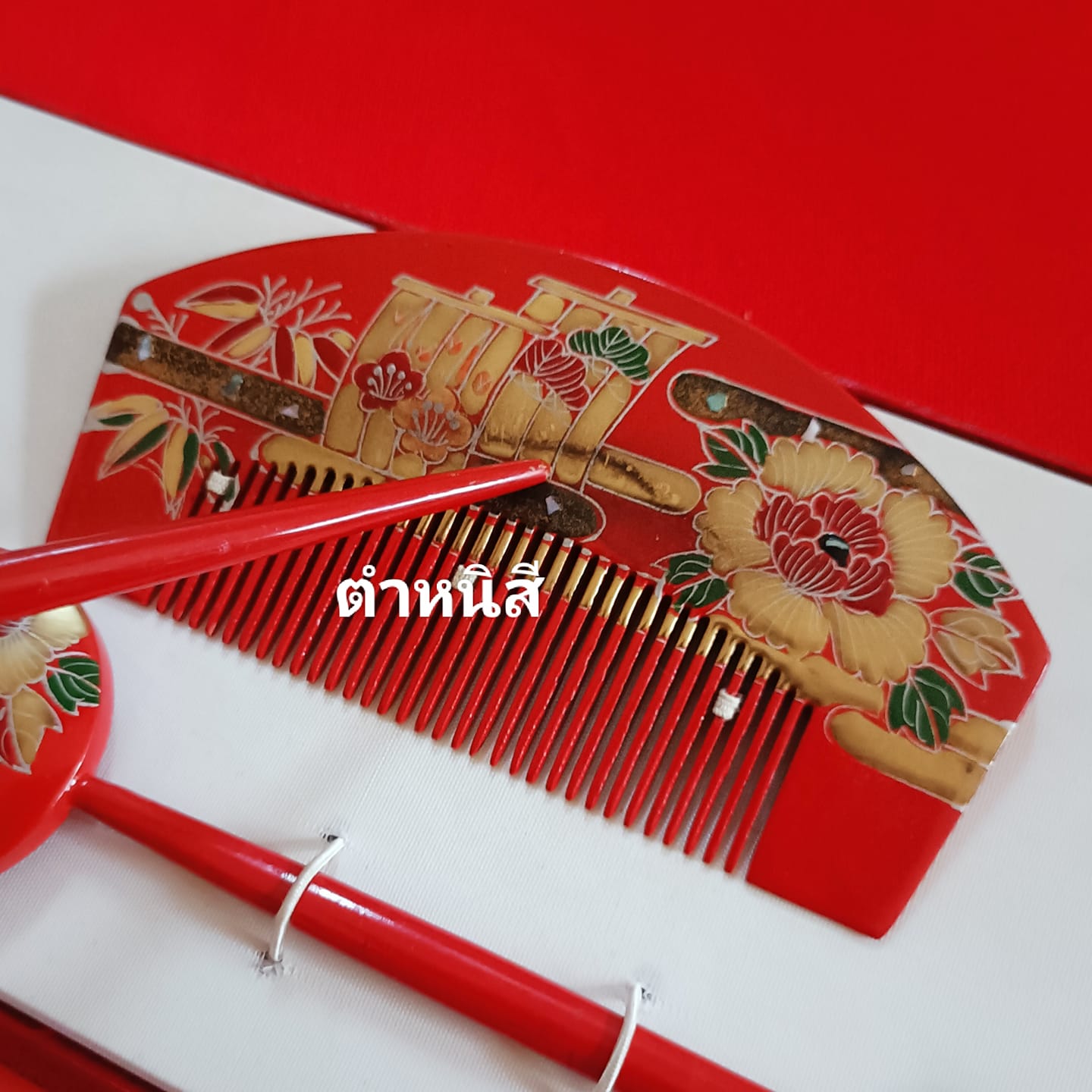 ชุดปิ่นไม้โทนสีแดงดำ คู่PINW20015