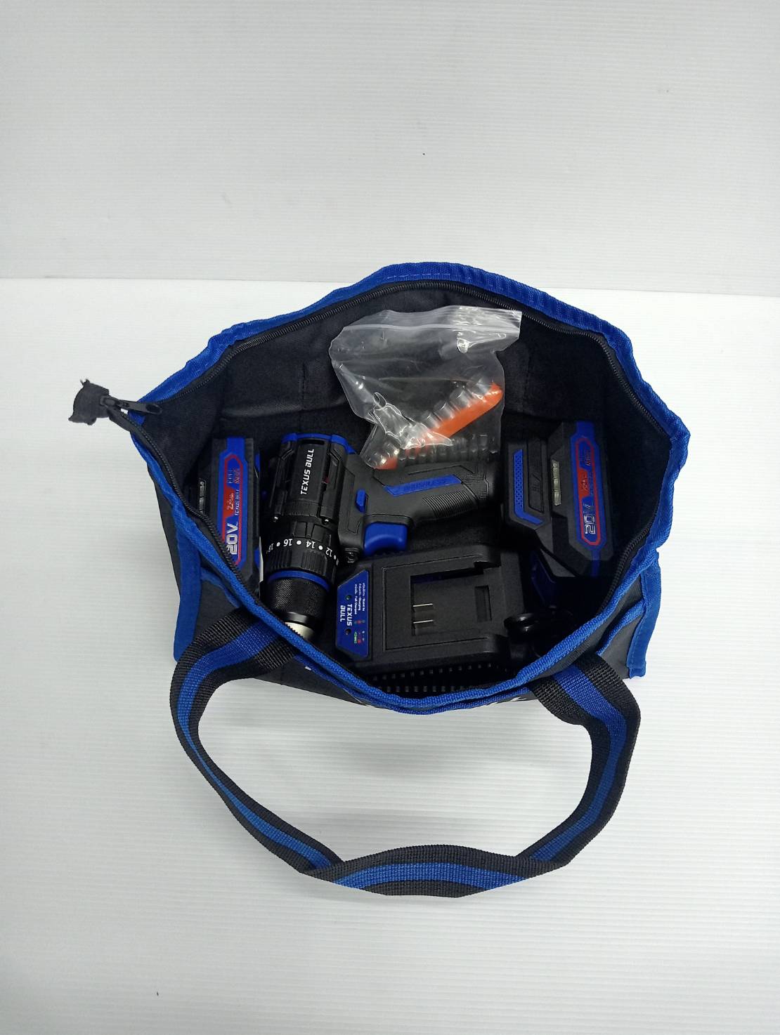 TEXUS BULL สว่านกระแทกไร้สาย คอสั้น 55Nm 20V แบตเตอรี่ 2.0Ahx2 Impact Drill TX-9633