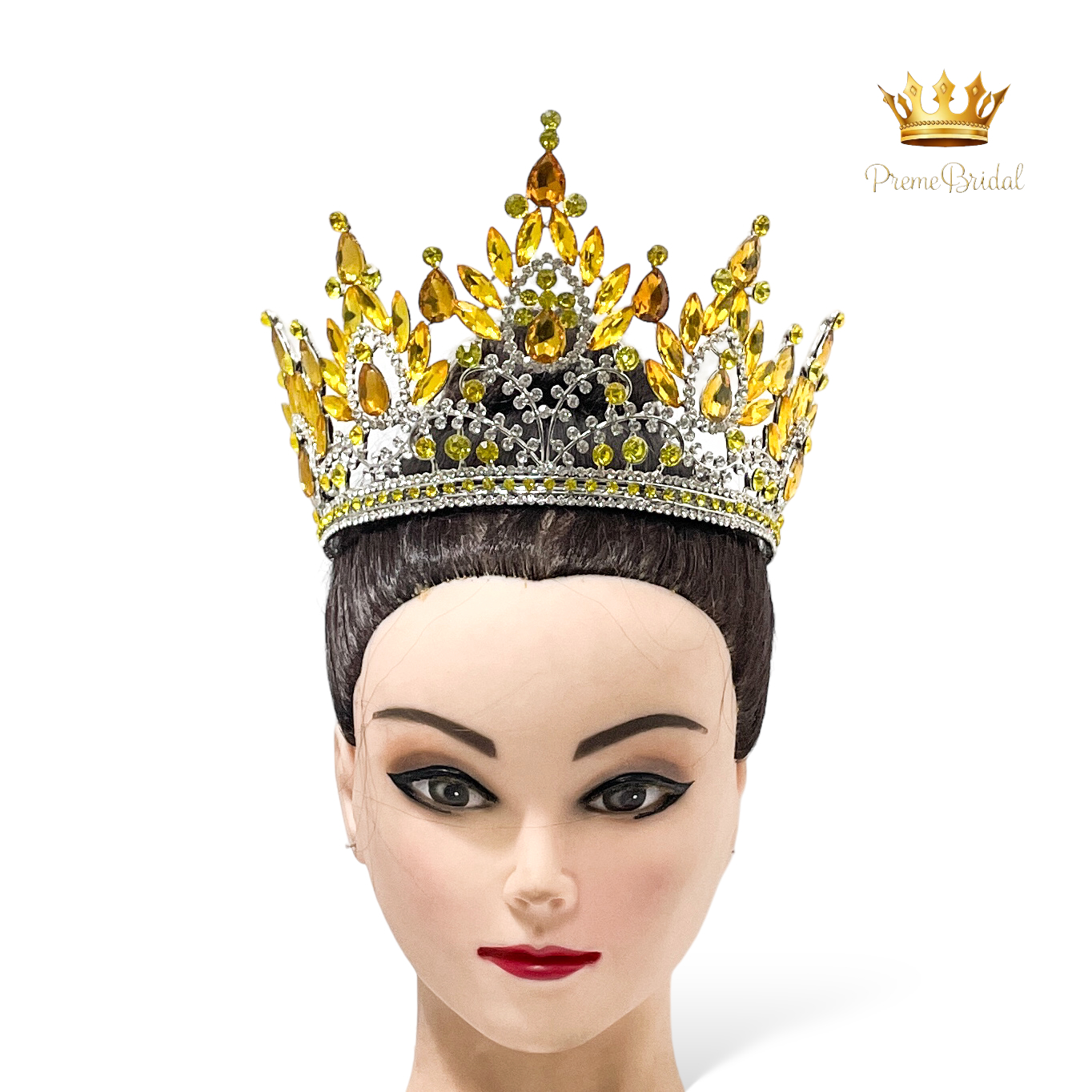 (พร้อมส่งจากไทย) มงกุฏ 120 สีเหลือง งานสวย งานนางงาม รุ่นฐานกลม ปรับขนาดได้ ส่งด่วน ส่งจาก จ.อุบลราชธานี