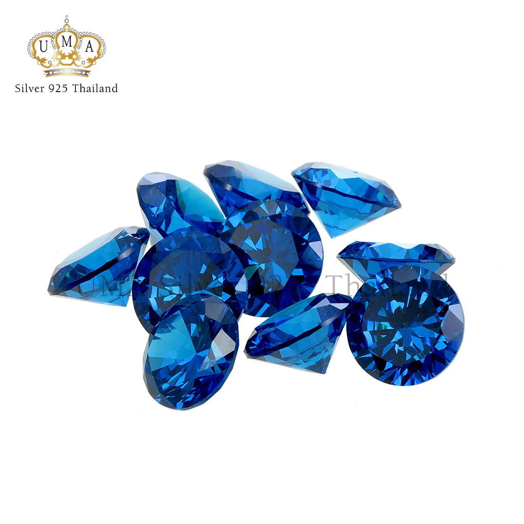 เพชรSpinel 7A สปิเนล ทรงกลม สี อะความารีน เข้ม No.108 (Aquamarine Dark Spinel No.108 ROUND) - Size 7.00mm - 1แพ็ค - 100เม็ด