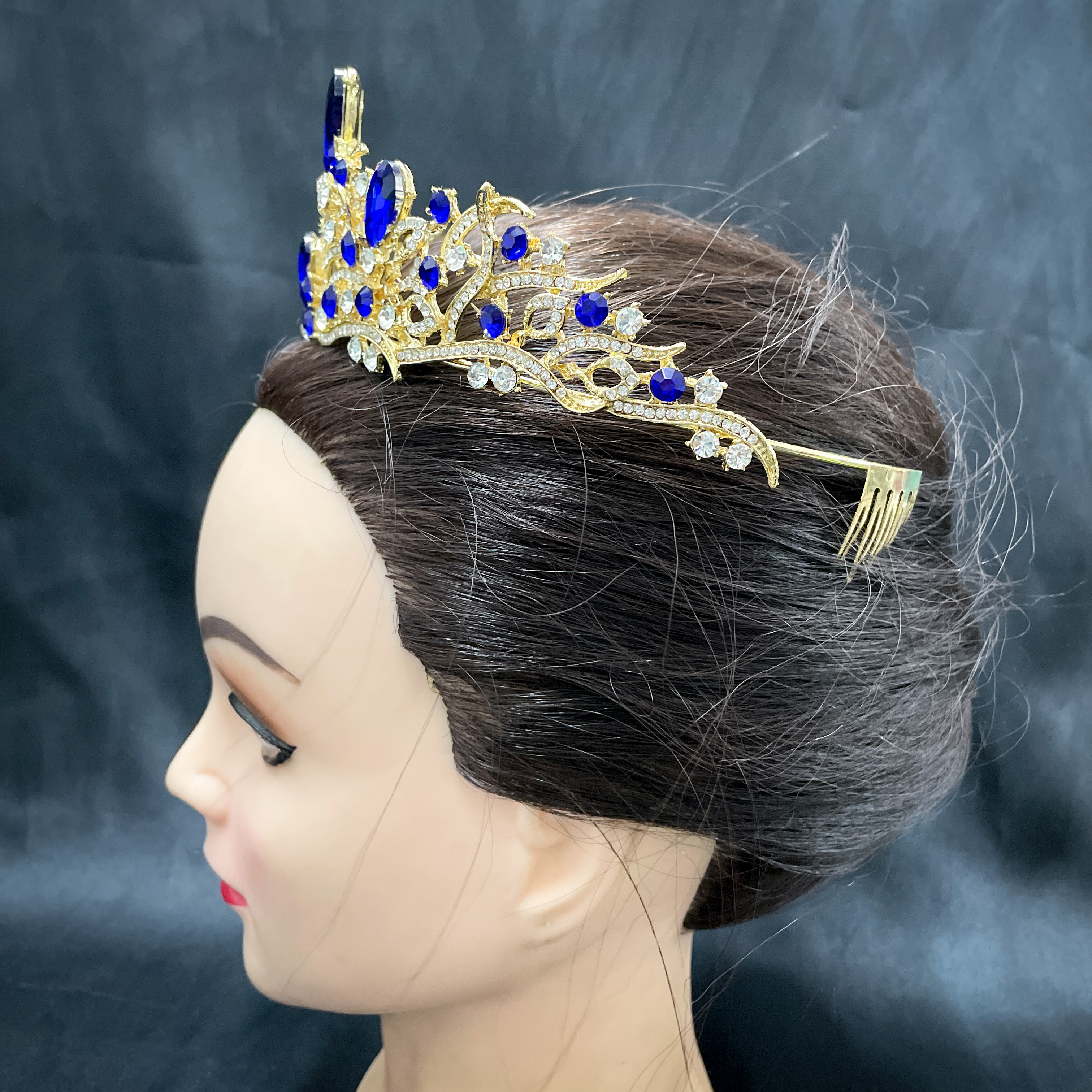 (พร้อมส่ง) เทียร่า 341 สีน้ำเงิน งานสวย ปราณีต QCเพชรทุกเม็ด สินค้าพร้อมส่งจากไทย