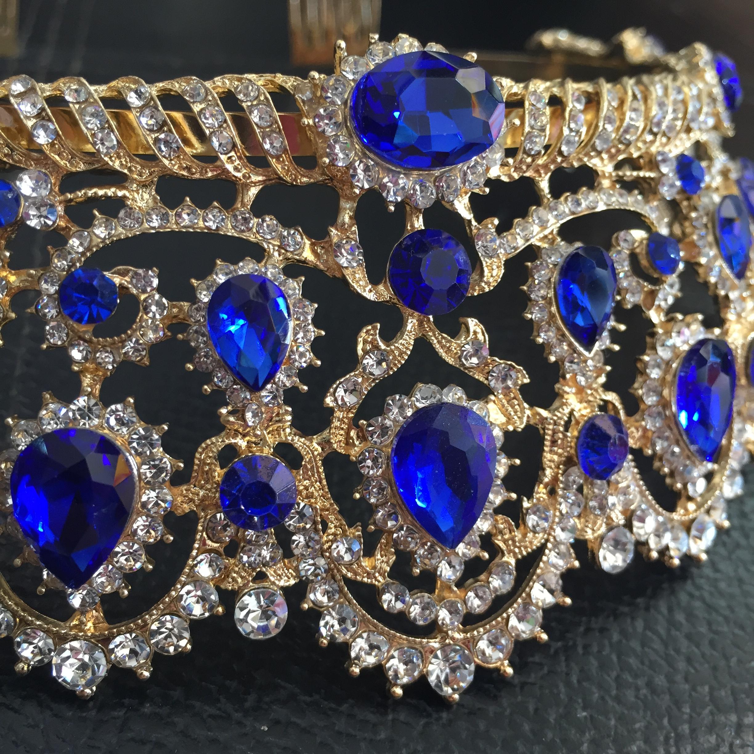 (พร้อมส่ง) เทียร่า 024 สีน้ำเงิน มงกุฎนางงาม มงกุฎเจ้าหญิง งานสวย ปราณีต QCเพชรทุกเม็ด สินค้าพร้อมส่งจากไทย