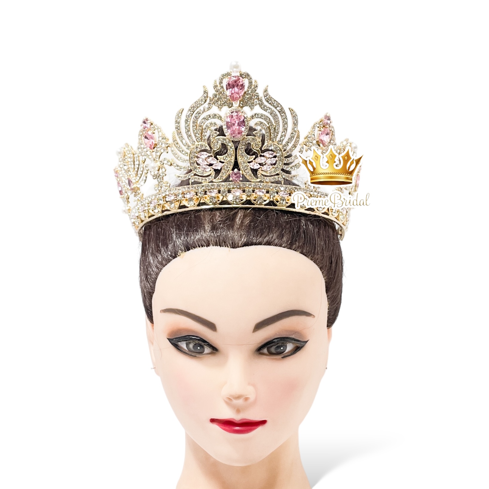 (พร้อมส่งจากไทย) มงกุฏ 093 สีชมพู ตัวเรือนสีทอง มงกุฎนางงาม มงกุฎเพชร มงกุฎประกวด สินค้าพร้อมส่ง ไม่ต้องรอนาน งานพรีเมี่ยม