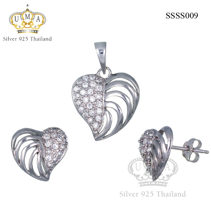 ต่างหูพร้อมจี้ ( เงิน ) = Earring with Pendant ( Silver )