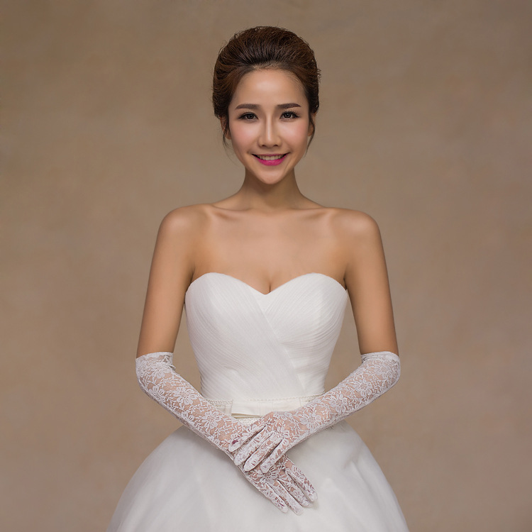 (พร้อมส่ง) ถุงมือ 024 สีขาว-ยาว