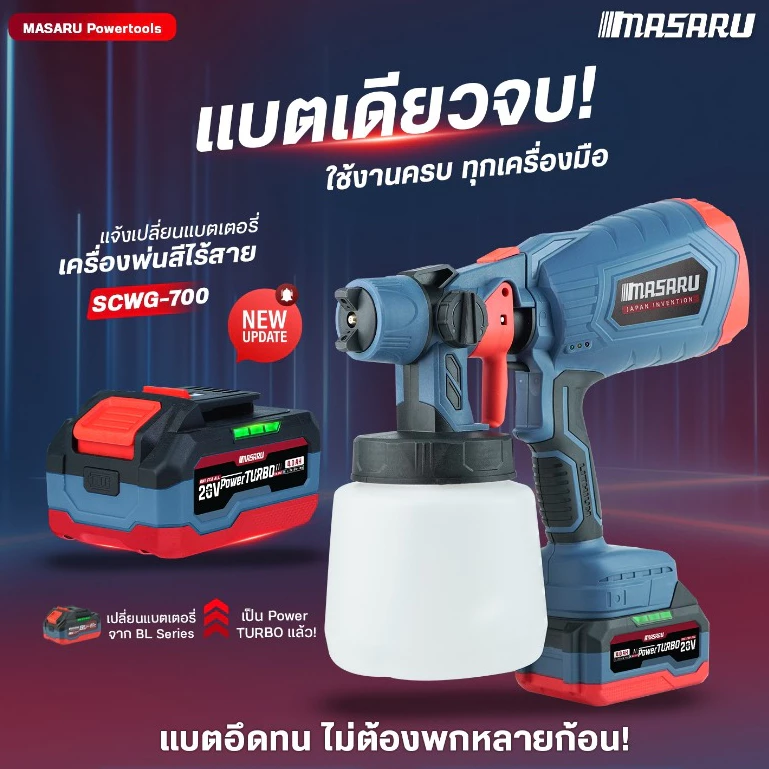 MASARU เครื่องพ่นสีไร้สาย20V SCWG-700-B1