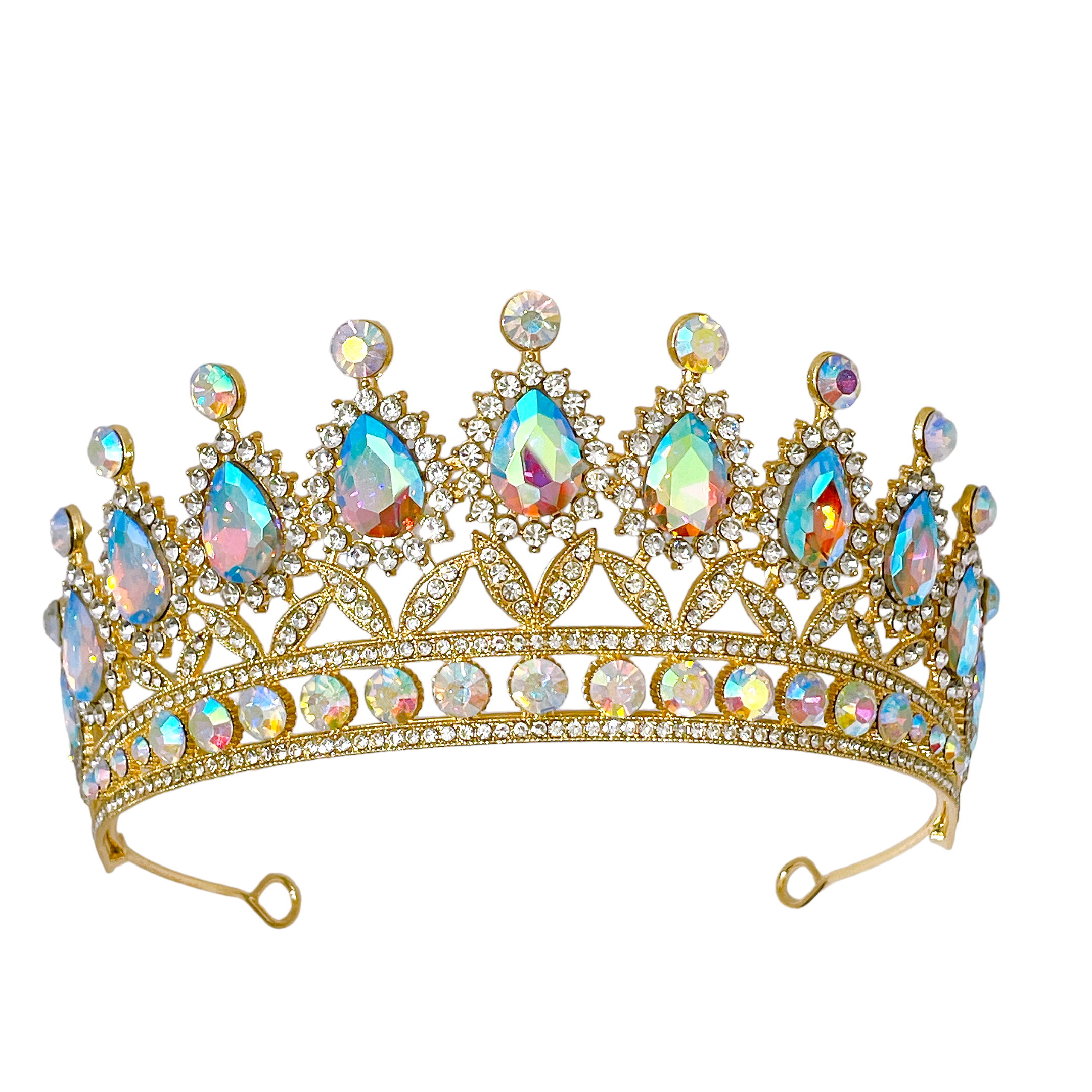 (พร้อมส่ง) เทียร่า 254 สีรุ้งตัวเรือนสีทอง มงกุฎนางงาม มงกุฎเจ้าหญิง งานสวย ปราณีต สินค้าพร้อมส่งจากไทย