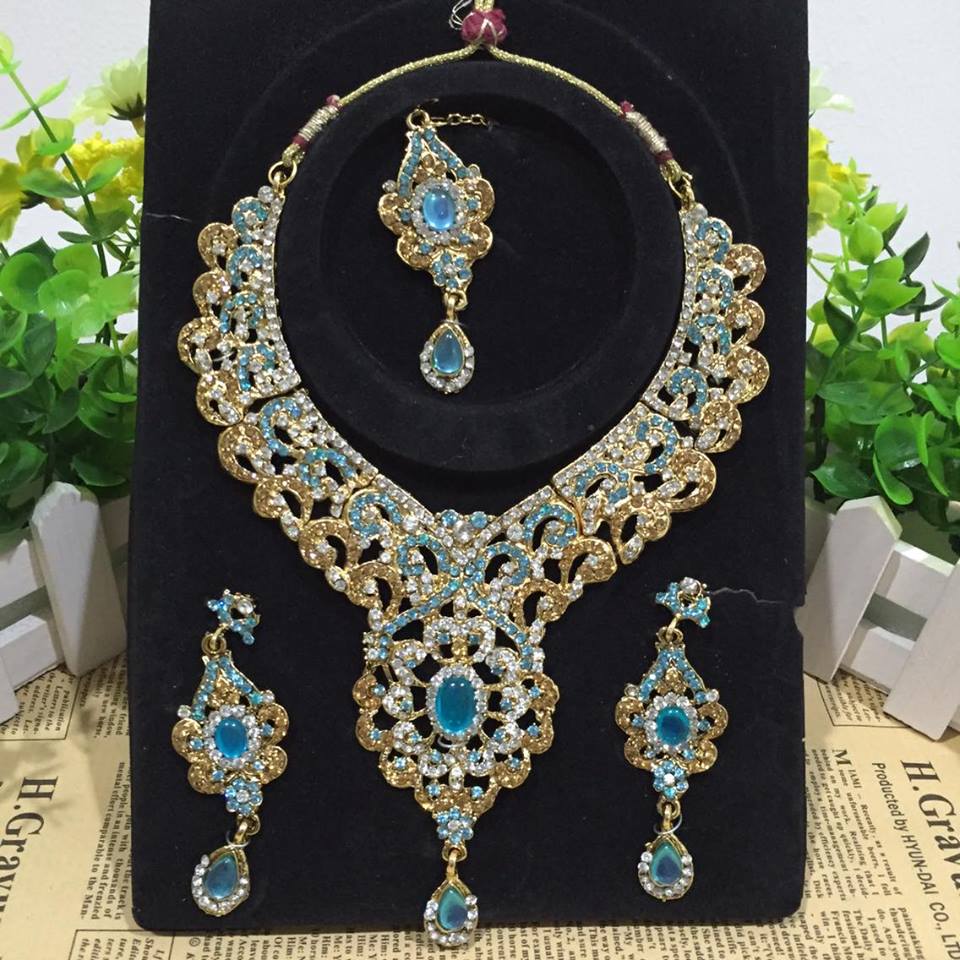 (พร้อมส่ง) เครื่องประดับอินเดีย 004 สีฟ้า