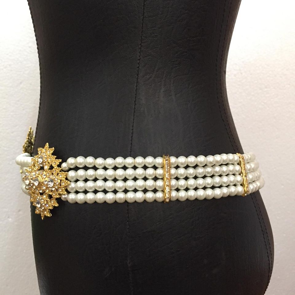 (พร้อมส่ง) เข็มขัดมุก006