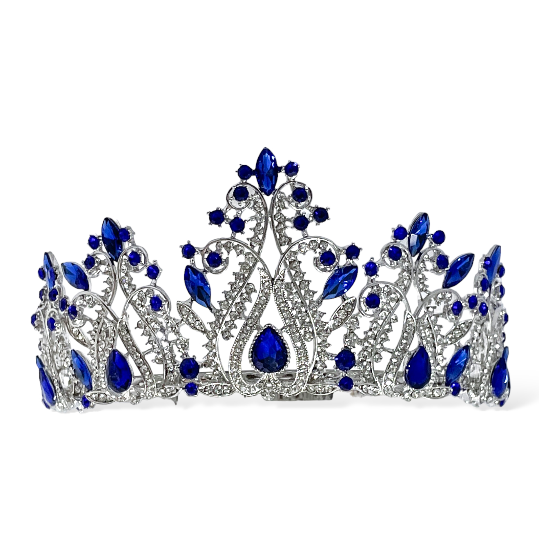 (พร้อมส่งจากไทย) มงกุฏ 118 สีน้ำเงิน งานสวย งานนางงาม รุ่นฐานกลม ปรับขนาดได้ ส่งด่วน ส่งจากไทย