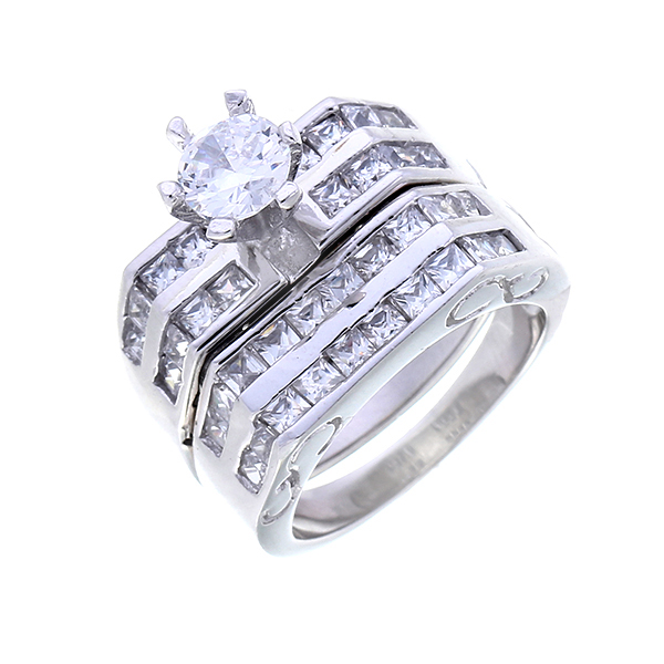 แหวนคู่ ประดับเพชรCZ แหวนชูคู่กับแหวนแถวล็อคคู่ สแตคเป็นเซต หรูหราใหญ่อลังการ เก๋กู้ดสะดุดตา ประทับใจแก่ผู้พบเห็น