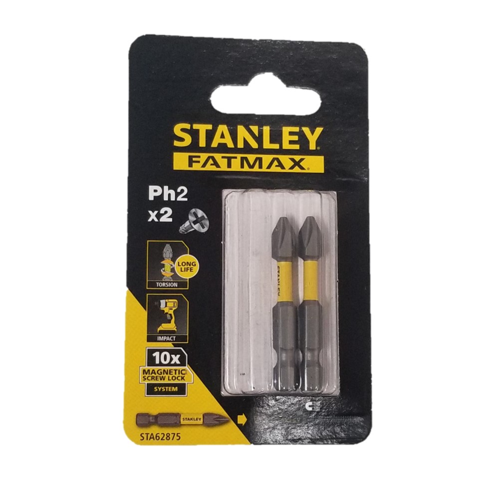 ดอกไขควง PH2x50mm. แกน1/4 STA62875-XJ STANLEY (แพคละ2ดอก)