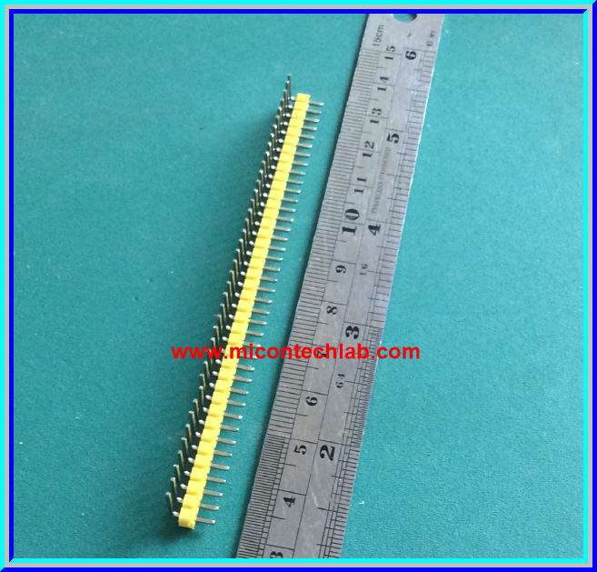 1x Angle Male Pin Header 1x40 Yellow Color Pitch 2.54mm (ก้างปลาแบบมุมเอียง)