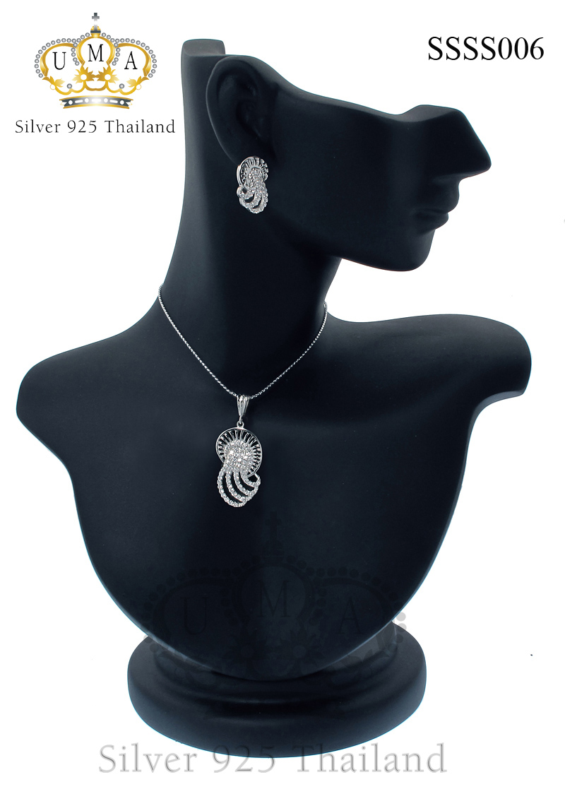ต่างหูพร้อมจี้ ( เงิน ) = Earring with Pendant ( Silver )
