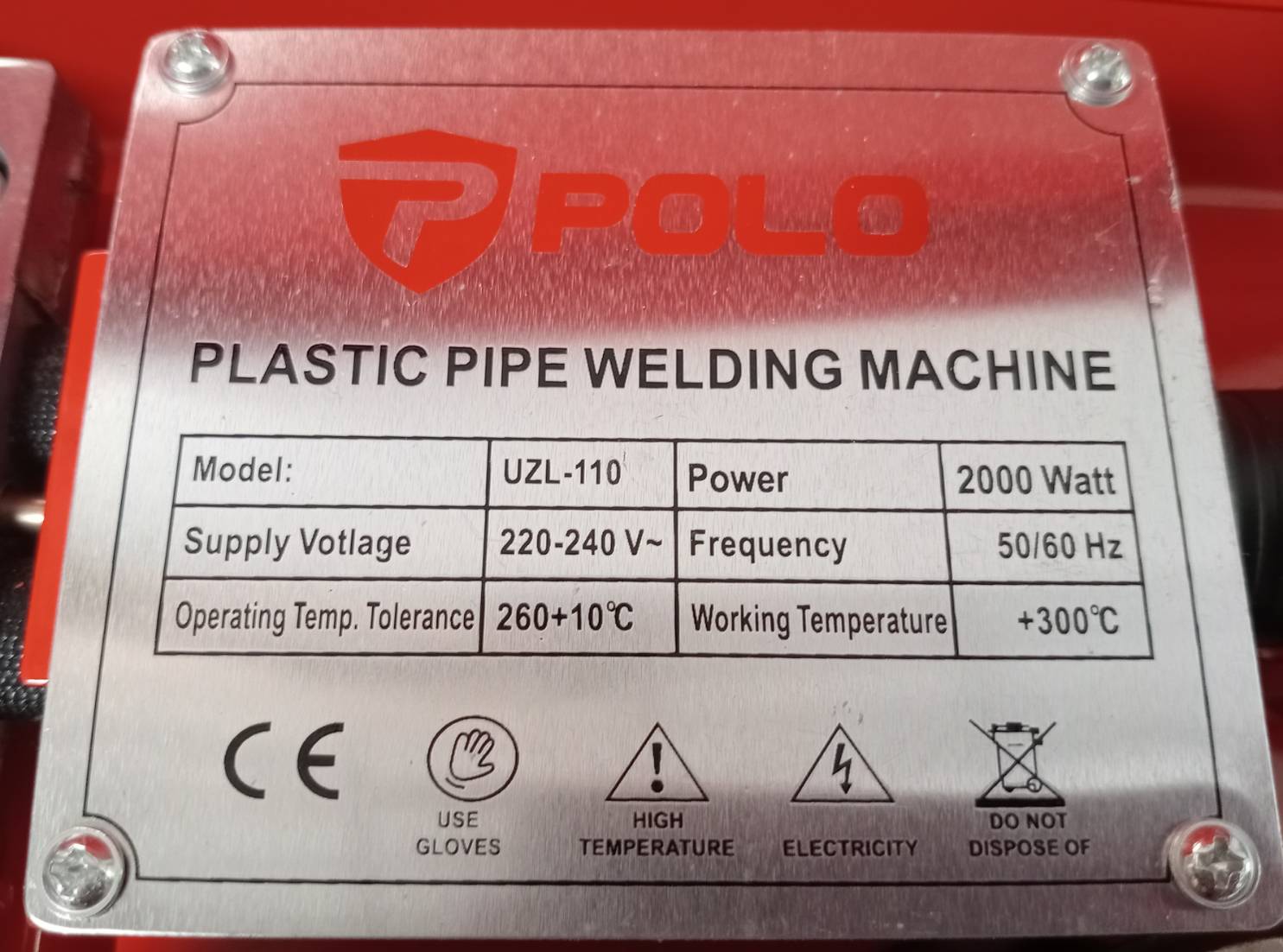 เครื่องเชื่อมท่อ PP-R รุ่น UZI-110 POLO