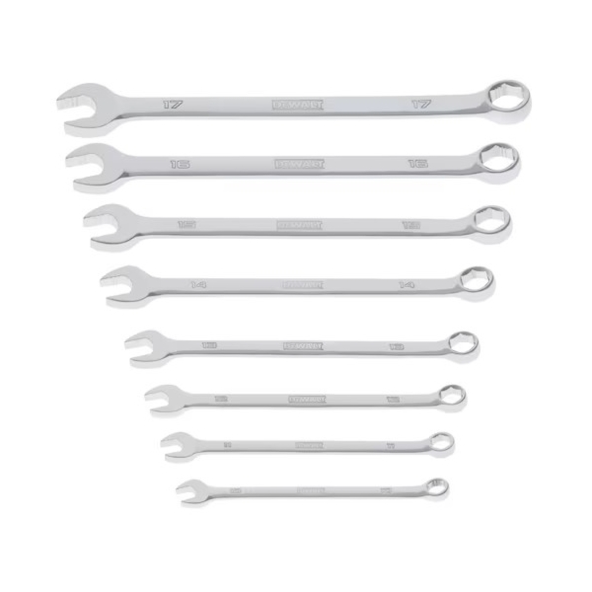 DEWALT ชุดประแจแหวนข้างฯ 8 ชิ้น 10-17 มม. รุ่น DWMT45426 กล่องใส มุมเอียง 15 องศา