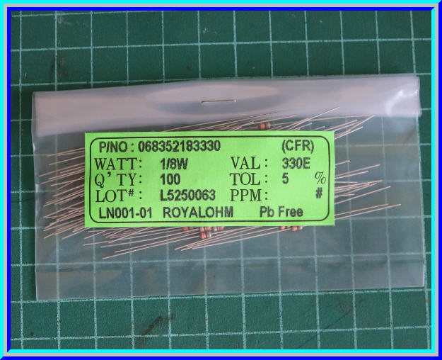 100x ตัวต้านทาน 330 Ohm 1/8 Watt 5% แบบคาร์บอน