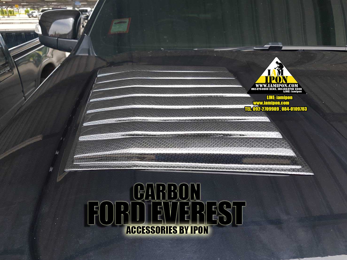 SCOOP BONNET CARBON FORD EVEREST สกู๊ปหลอกฝากระโปรงหน้าคาร์บอนฟอร์ดเอเวอเรสต์