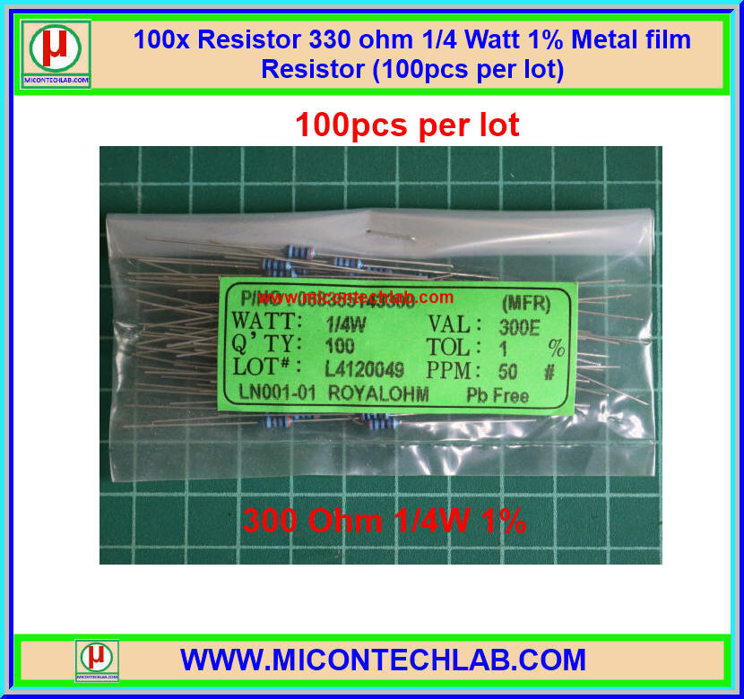 100x Resistor 300 Ohm 1/4 Watt 1% Metal film Resistor