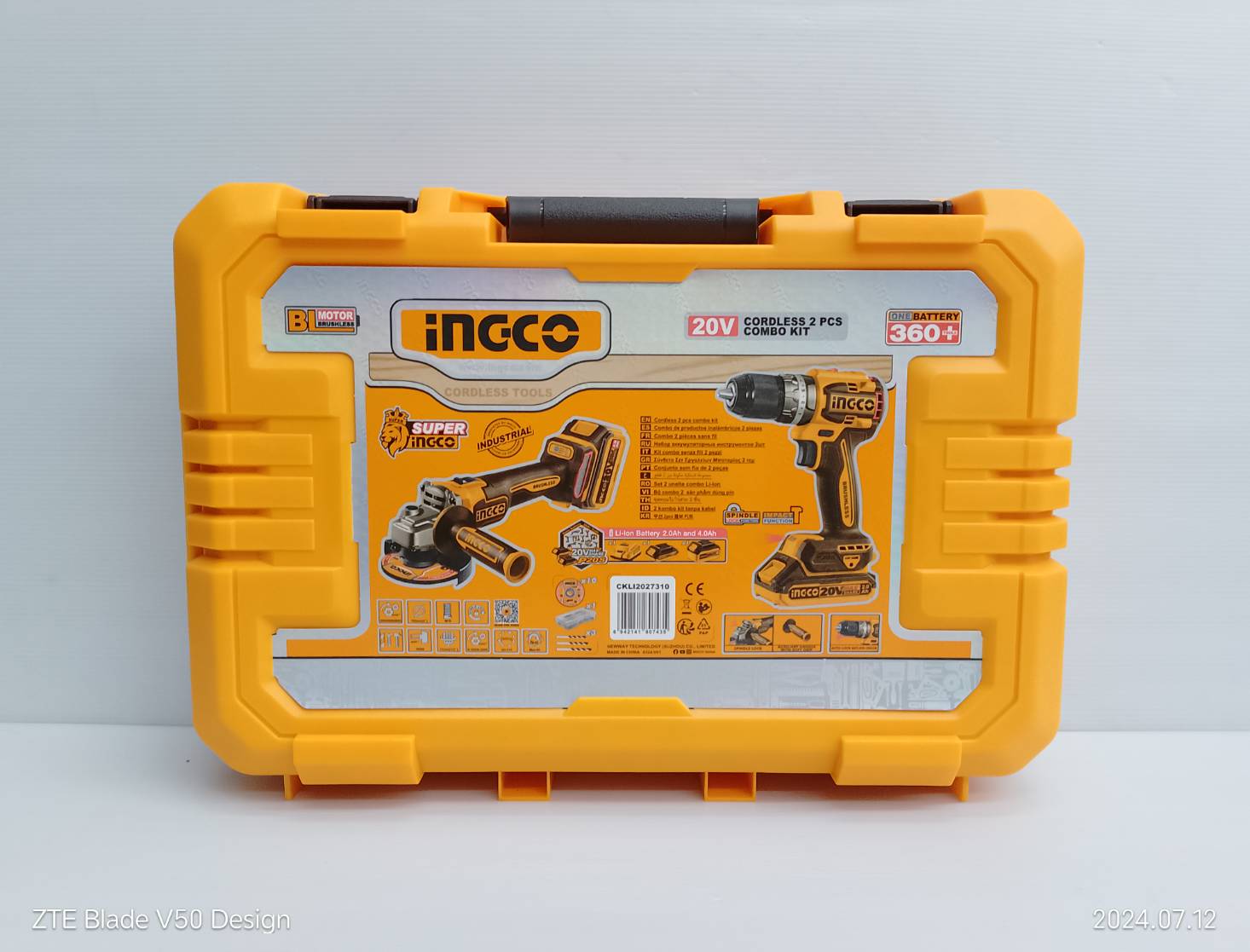 ชุดสว่านกระแทกไร้สาย+เครื่องเจียรแบตเตอรี่ 4นิ้ว รุ่น CKLI2027310 INGCO