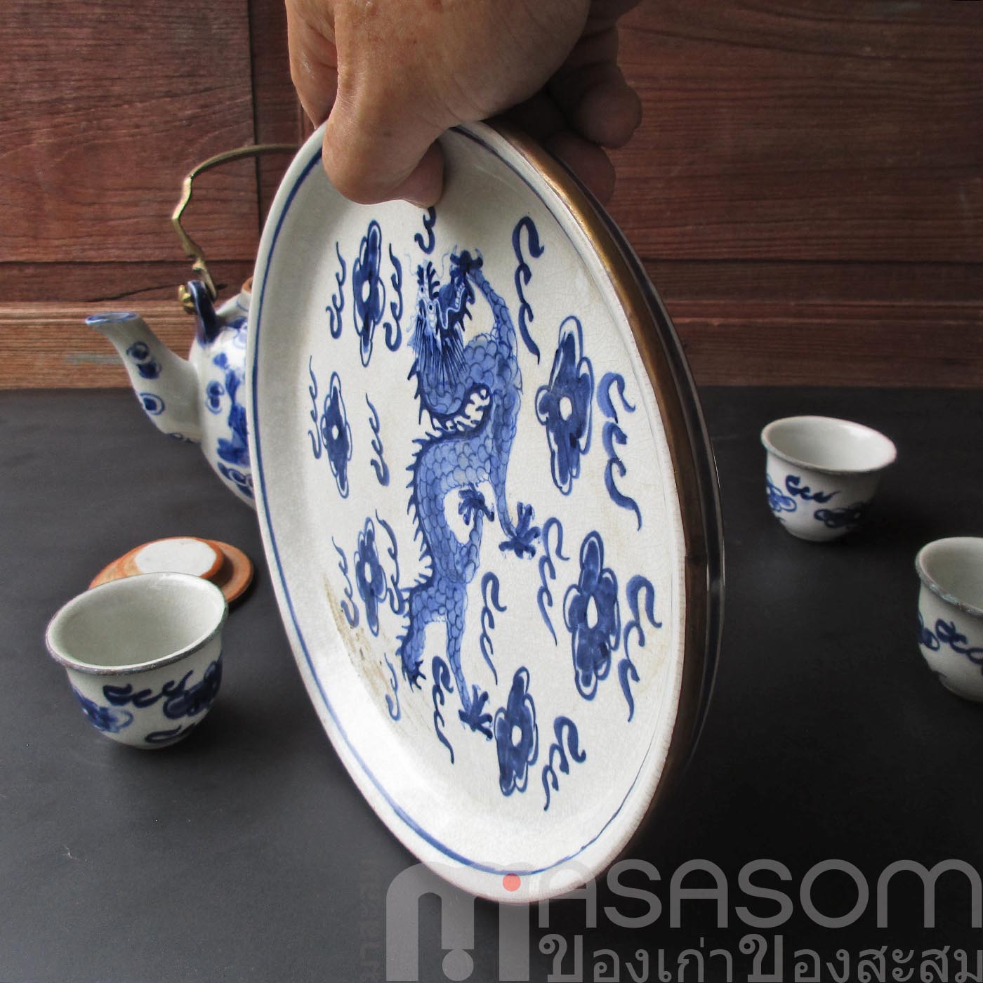 ชุดน้ำชาลายครามจีนของเก่า