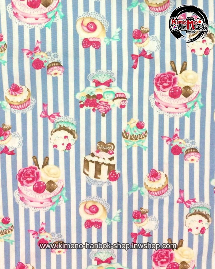 set.ยูกาตะ ลายทางสีฟ้ารุ่นขนมหวาน03