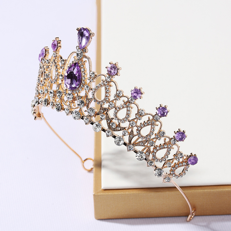 (พร้อมส่ง) เทียร่า 004 สีทอง-ม่วง มงกุฎนางงาม มงกุฎเจ้าหญิง งานสวย ปราณีต QCเพชรทุกเม็ด สินค้าพร้อมส่งจากไทย