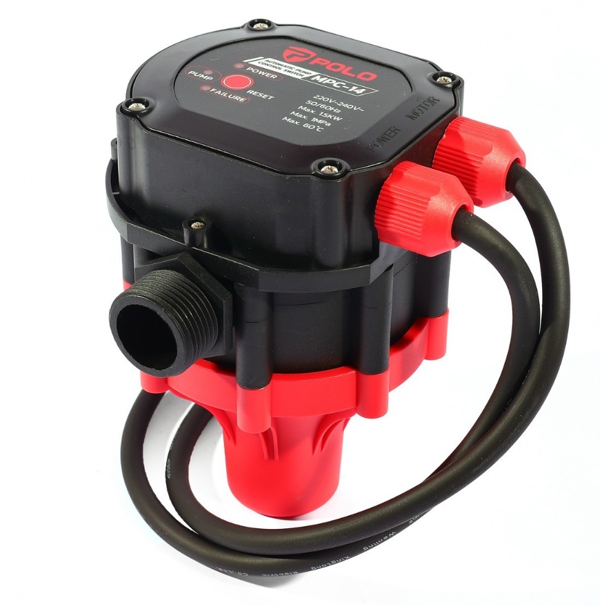 POLO สวิตช์ควบคุมปั๊มน้ำอัตโนมัติ 1.5 KW แรงดันลมสูงสุด 10 บาร์ รุ่น MPC-14 ปรับแรงดันได้ พร้อมระบบ Smart Control