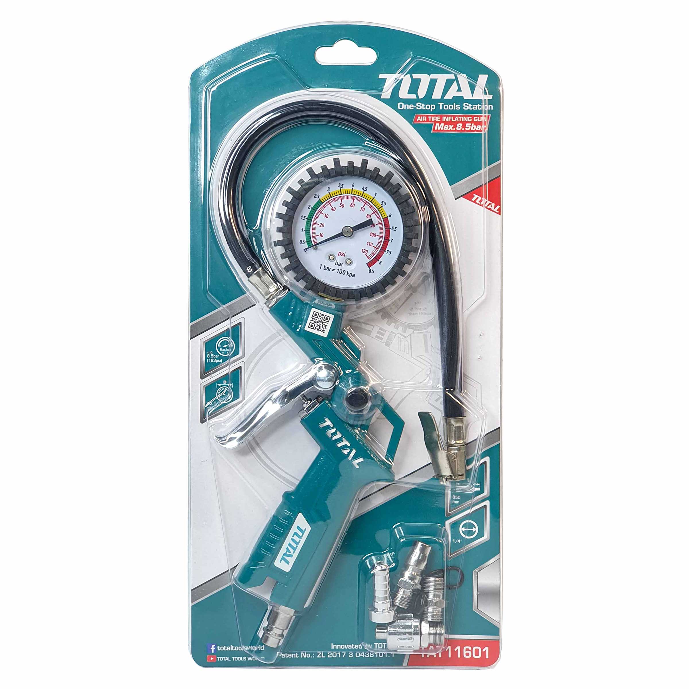 หัวเติมลม+เกจ์วัดลมสายอ่อน TAT11601 TOTAL