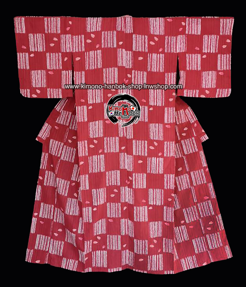 ยูกาตะสีแดงลายซากุระสีชมพู01
