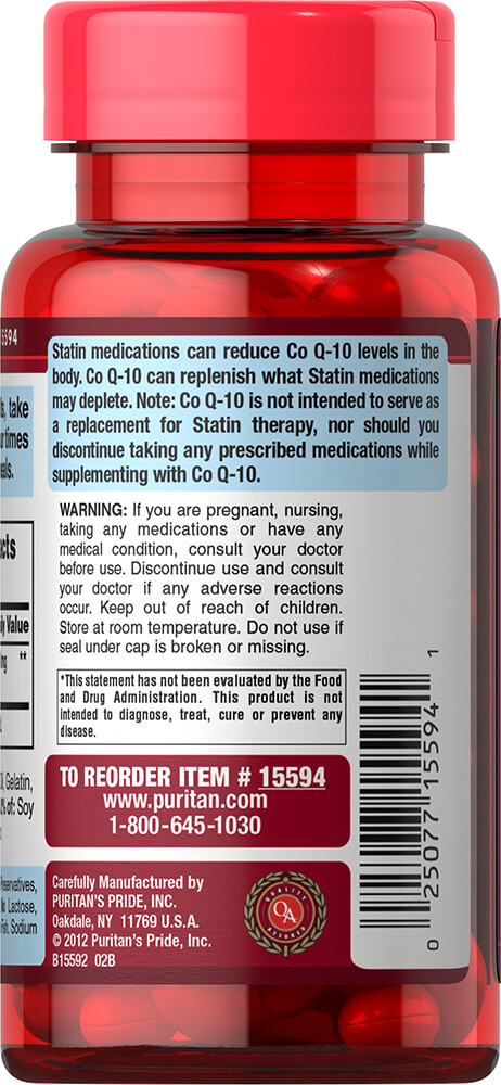ผลิตภัณฑ์อาหารเสริม โคคิวเท็น Puritan Co Q10 / 100 mg 120 Softgels