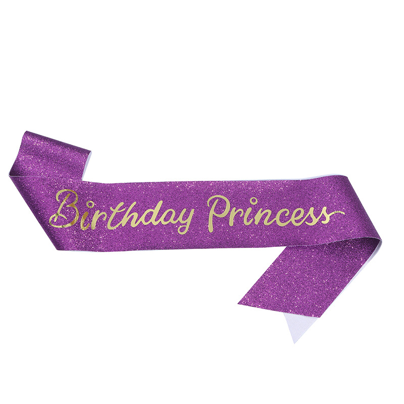 สายสะพายงานเลี้ยงวันเกิด Brithday Princess ผ้ากากเพชร
