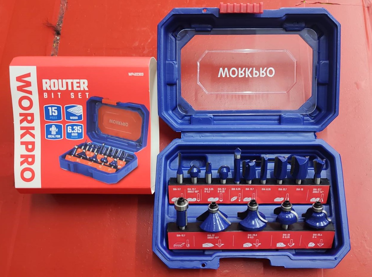 ชุดดอกทริมเมอร์1/4 15ตัวชุด WORKPRO WP402303