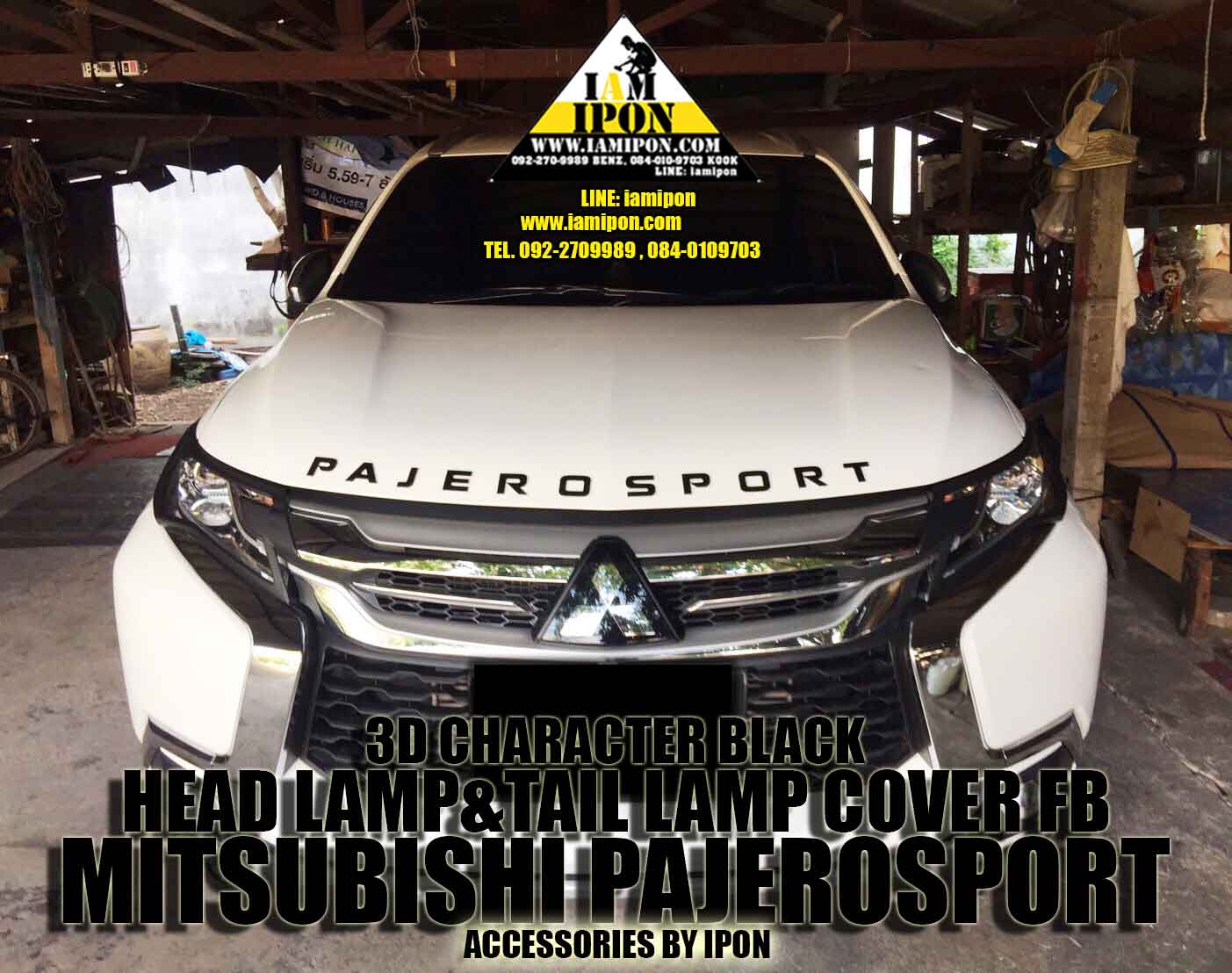 HEAD LAMP COVER PAJERO SPORT 2015 FLATBLACK ครอบไฟหน้าดำด้าน ปาเจโร่สปอร์ต 2015