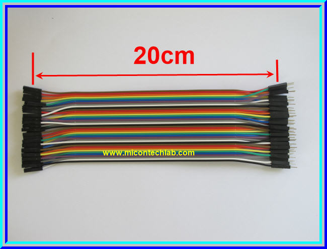 1x จั๊มเปอร์ปลายผู้เมีย (F2M) 40 เส้น 20 ซม. (Jumper)