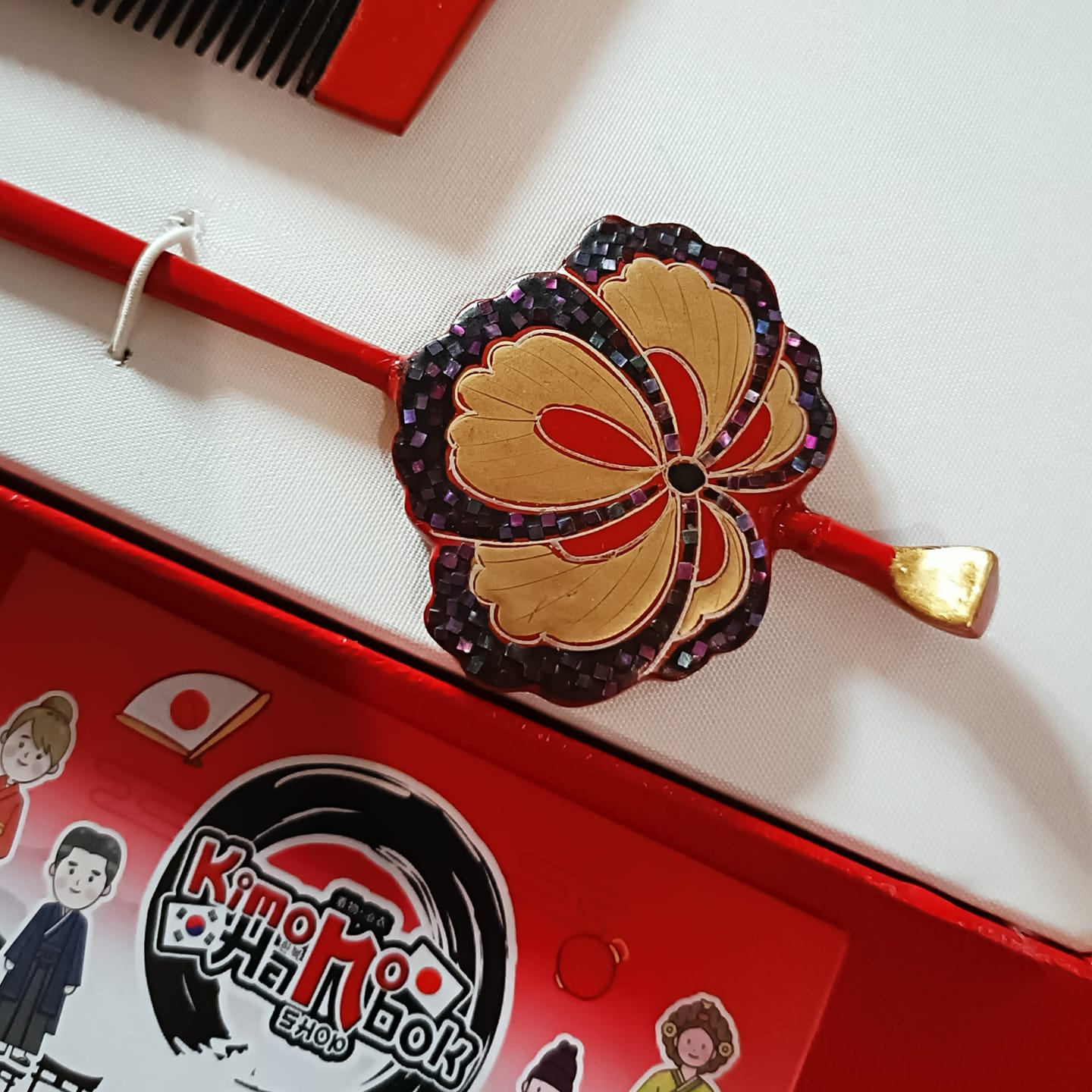 ชุดปิ่นไม้ผสมเมลามีลโทนสีแดงดำ คู่PINW2004