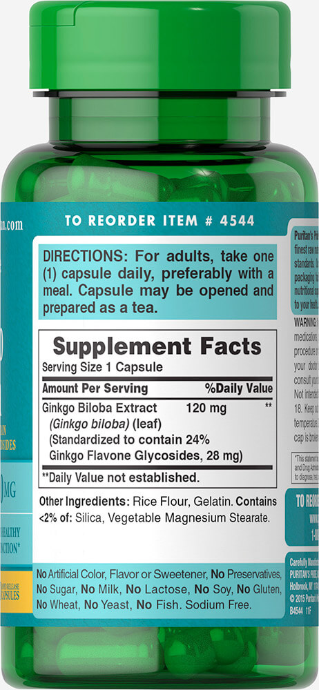 Puritan Ginkgo Biloba 120 mg 100 Capsules