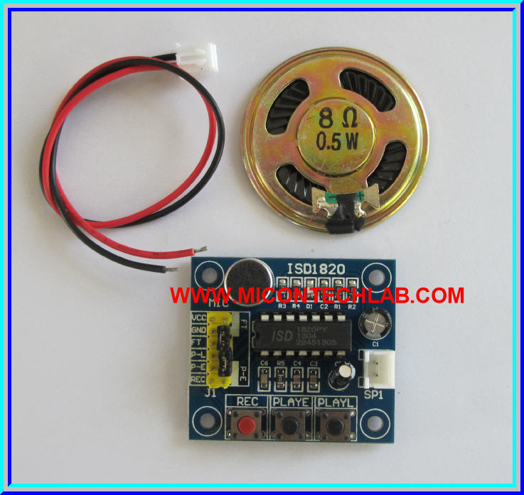 1x ISD1820 โมดูลบันทึกและเล่นเสียง พร้อมไมค์ ลำโพง Sound Recorder