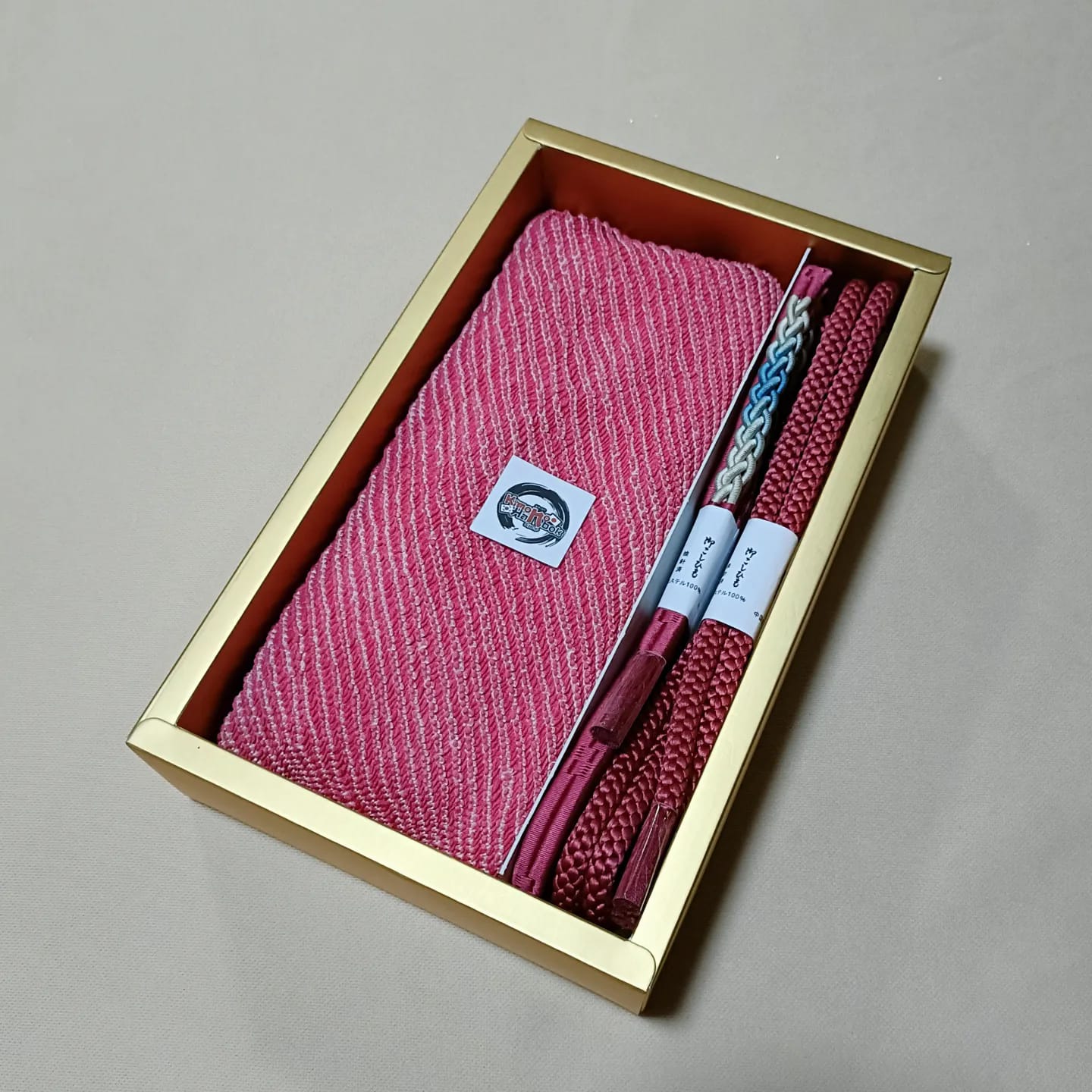 setผ้าชิโบริ+เชื่อกประดับโอบิ ชมพูอิฐ09