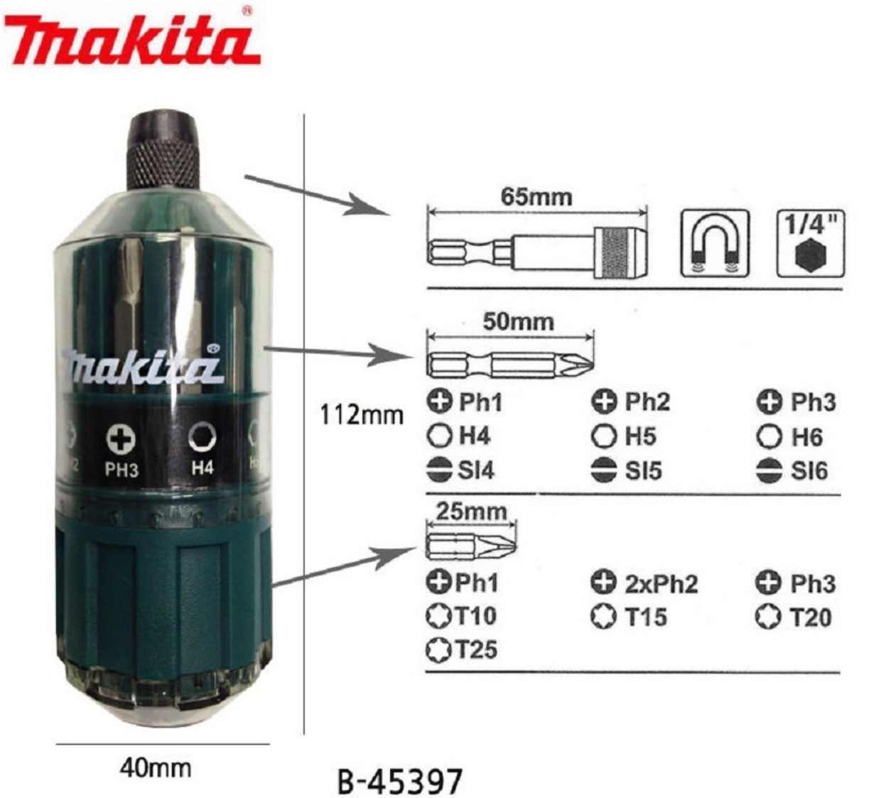 ชุดดอกไขควง 18ตัวชุด B-45397 MAKITA